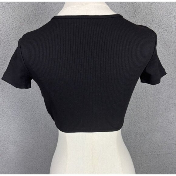 Puma Women's Classic Fit Ribbed Crop Top String Tie Bottom Hem XS Black NWOT's - Picture 5 of 8